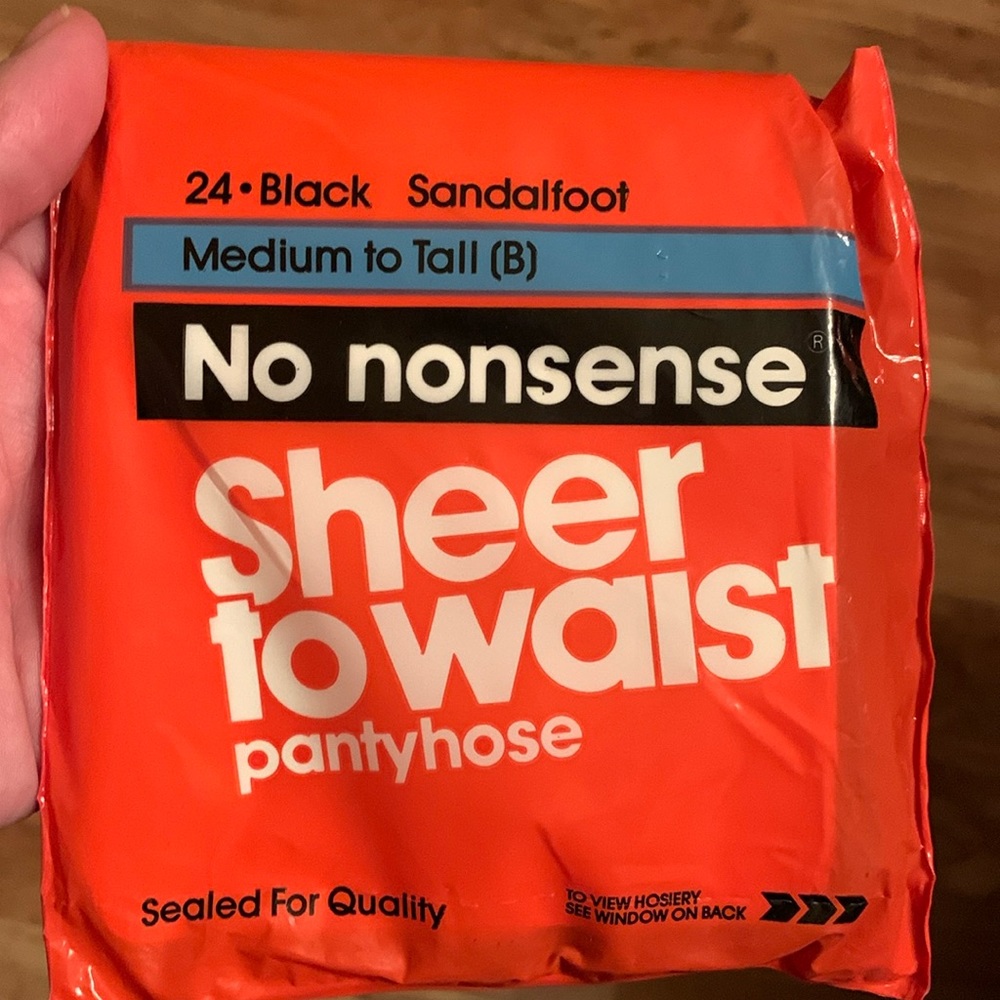NEW No Nonsense vintage sheer to waist sandalfoot black pantyhose B med tall